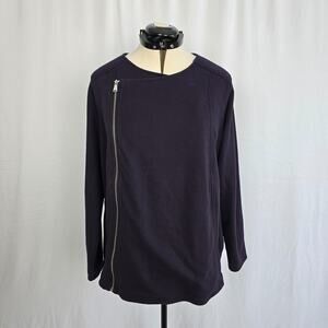 Lands' End Side Zip Sweater Women's 2X Dark Blue Long Sleeves